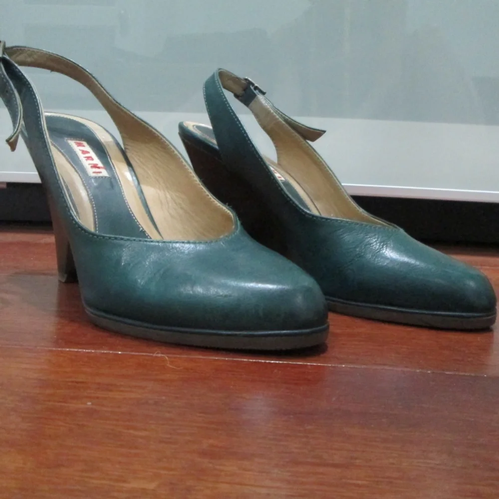 MARNI Leather Wedge Slingbacks Size 6